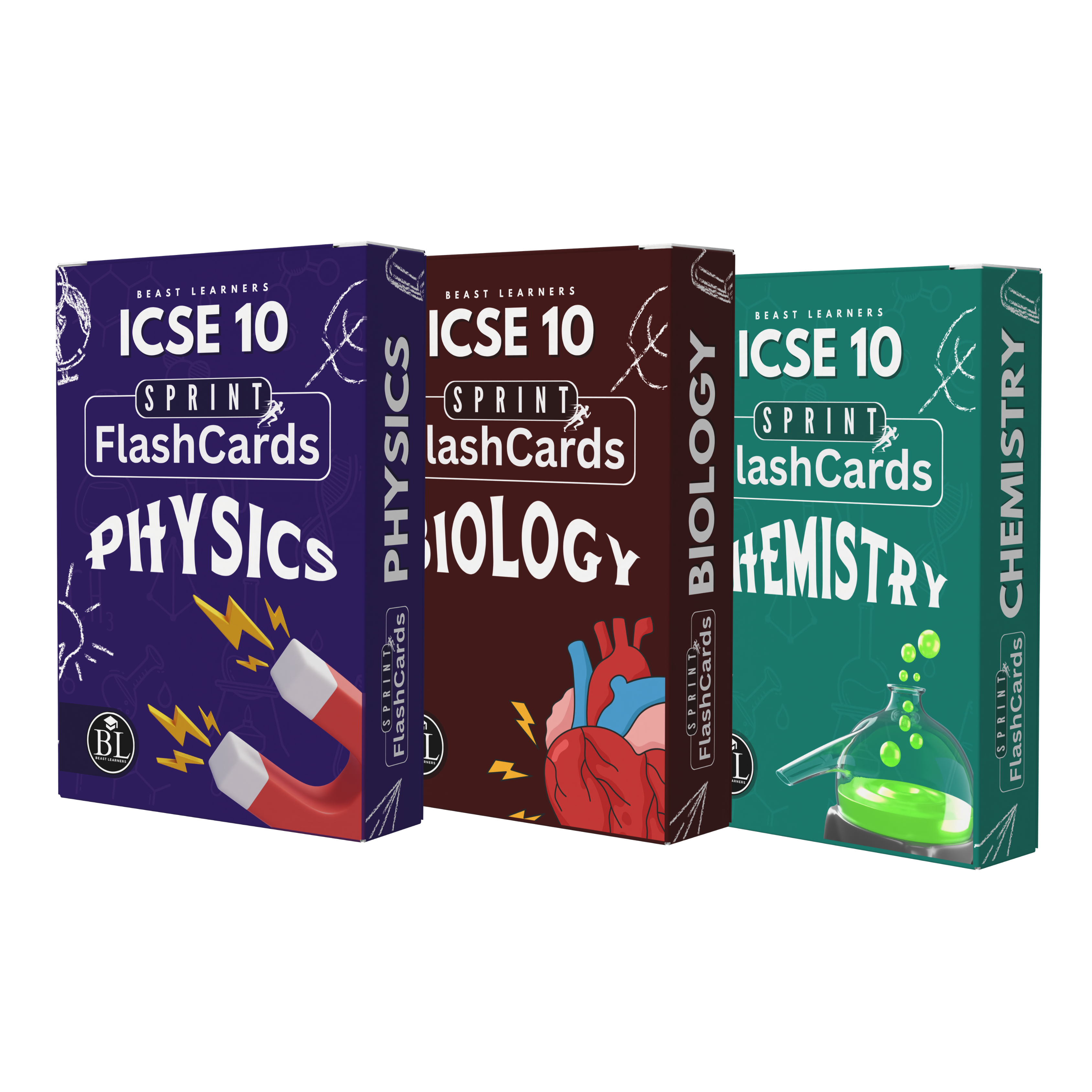 (COMBO) ICSE 10th Sprint Flashcards Physics + Chemistry + Biology for 2026 Exams